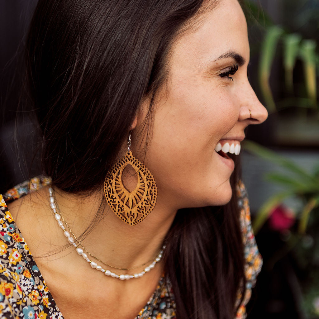Wooden Earrings – Steel & Clover