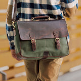 Demmit Canvas & Leather Messenger Bag