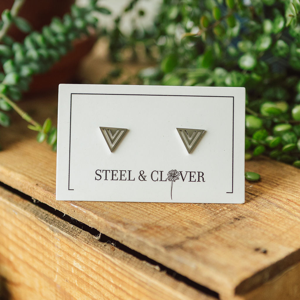 Pinnacle Triangle Stud Earrings