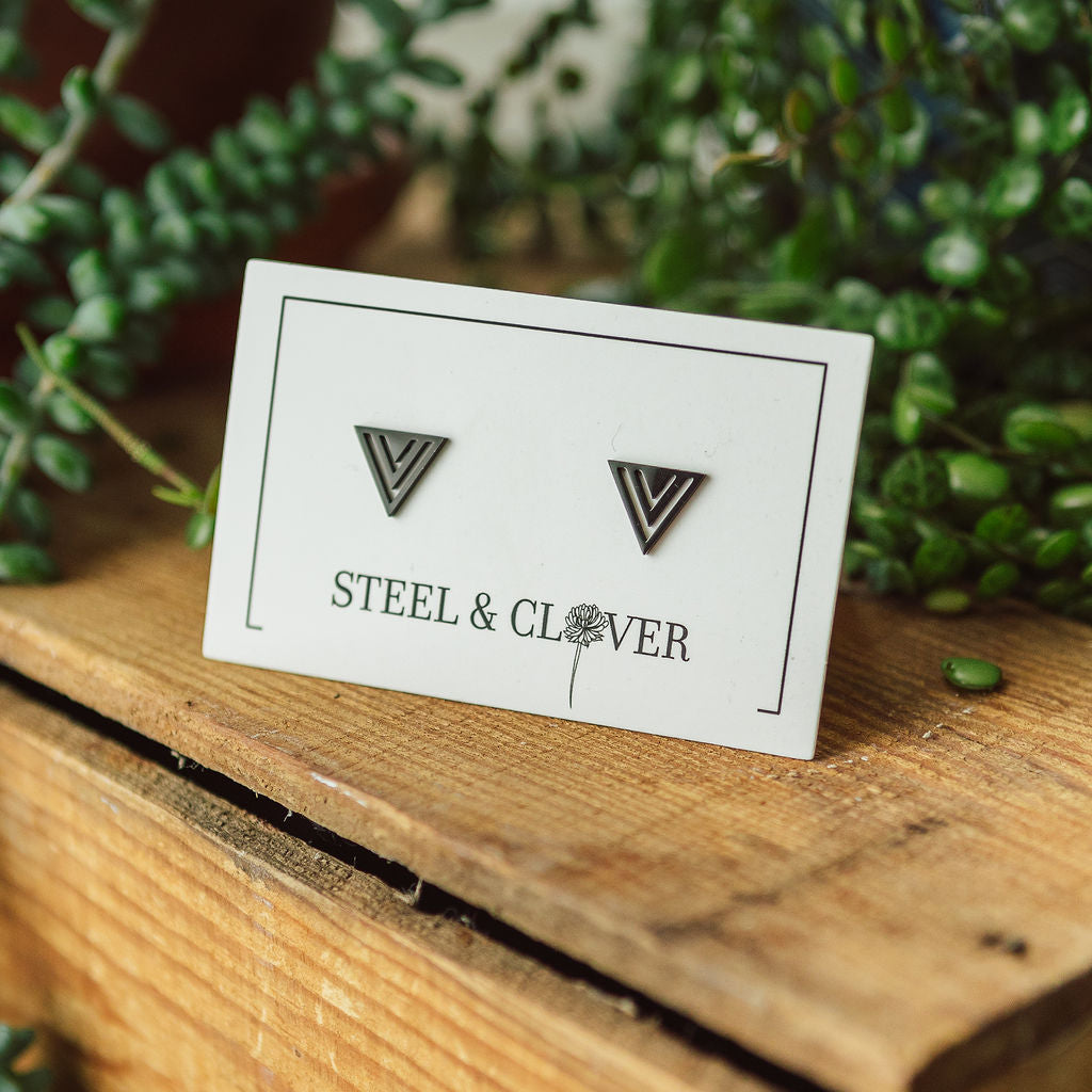 Pinnacle Triangle Stud Earrings