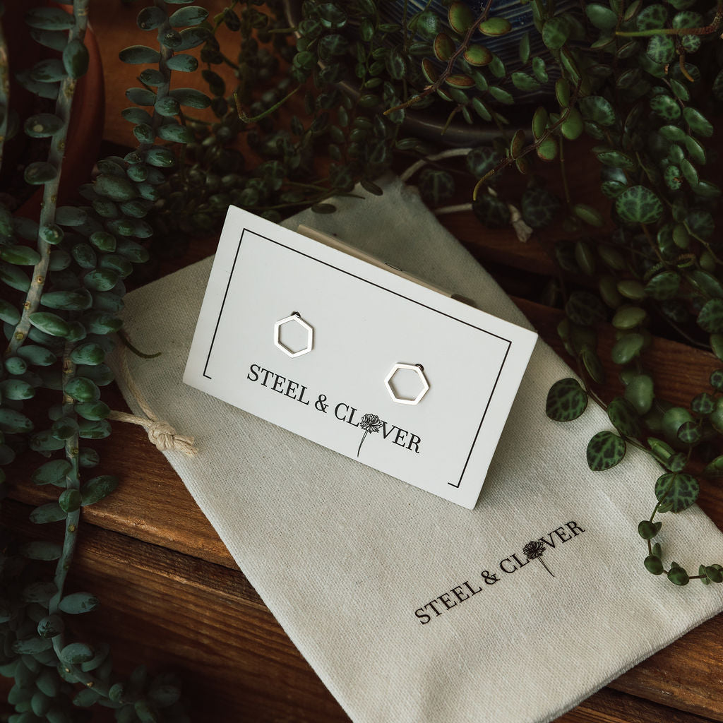 Hexagon Stud Earrings