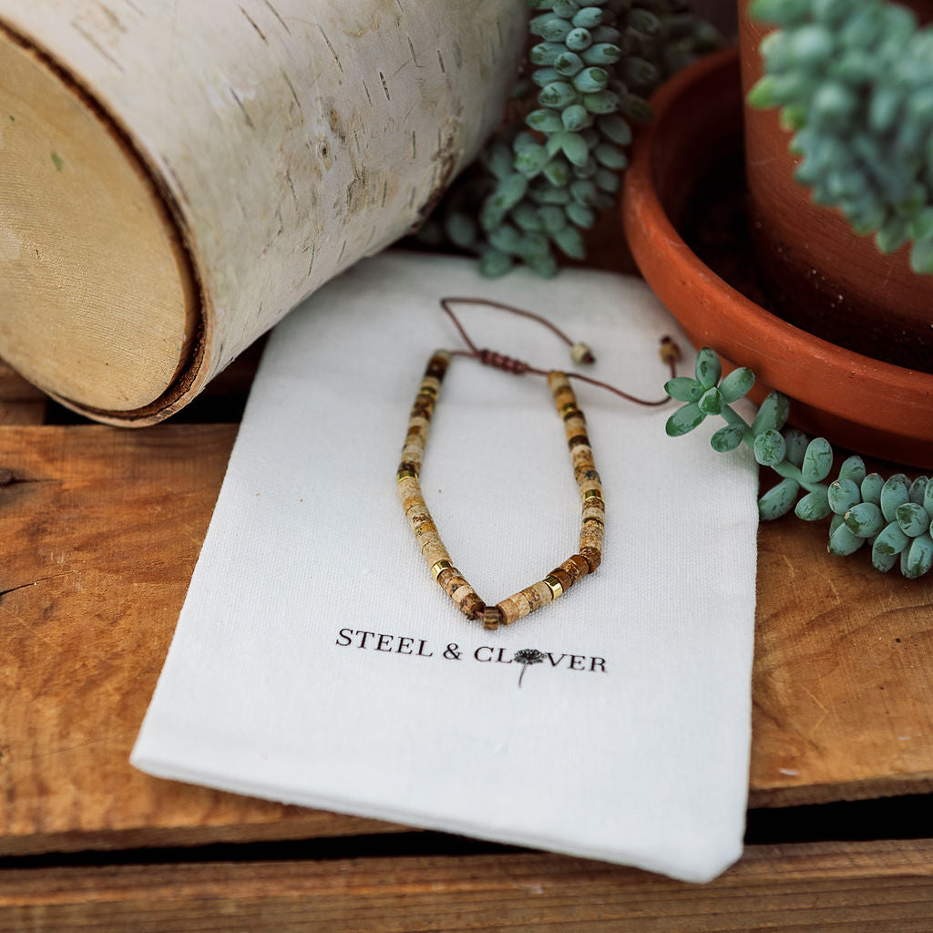Pipestone Bead & Stone Bracelet