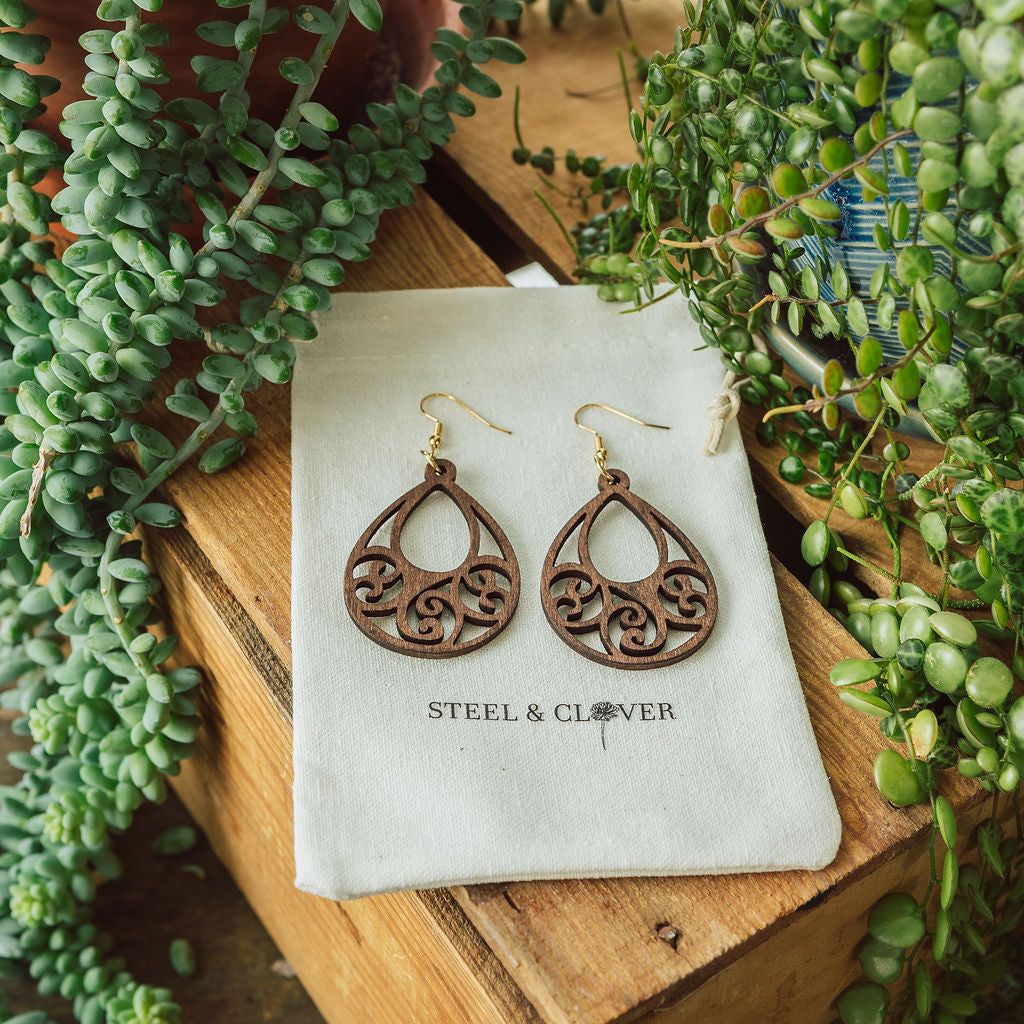 Athabasca Wooden Hoop Earrings made from lightweight natural wood with a modern hoop design for earthy everyday styling