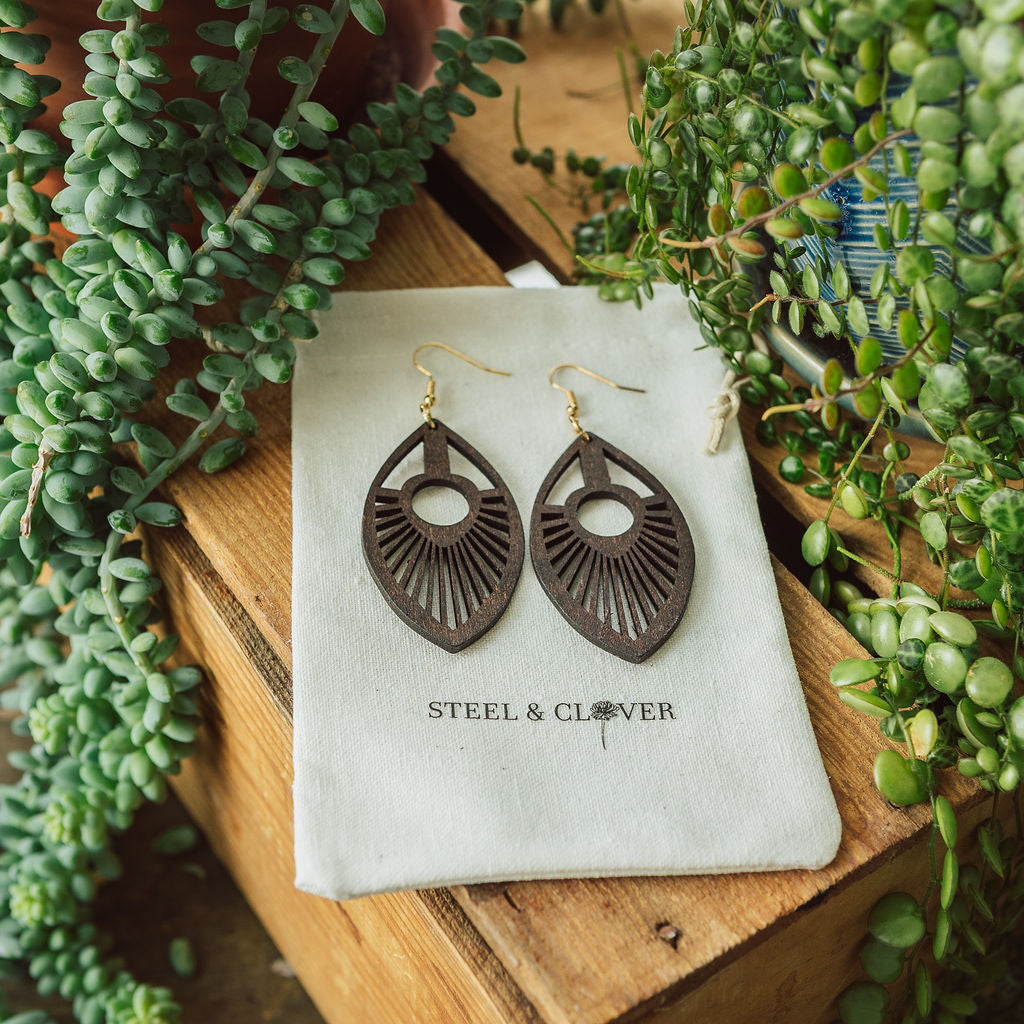 Aurora Wooden Earrings made from lightweight natural wood with an elegant handcrafted design for earthy everyday styling