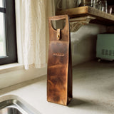 Baytree Leather Wine Carrier made from premium leather, designed to hold and carry a wine bottle in a stylish and protective case