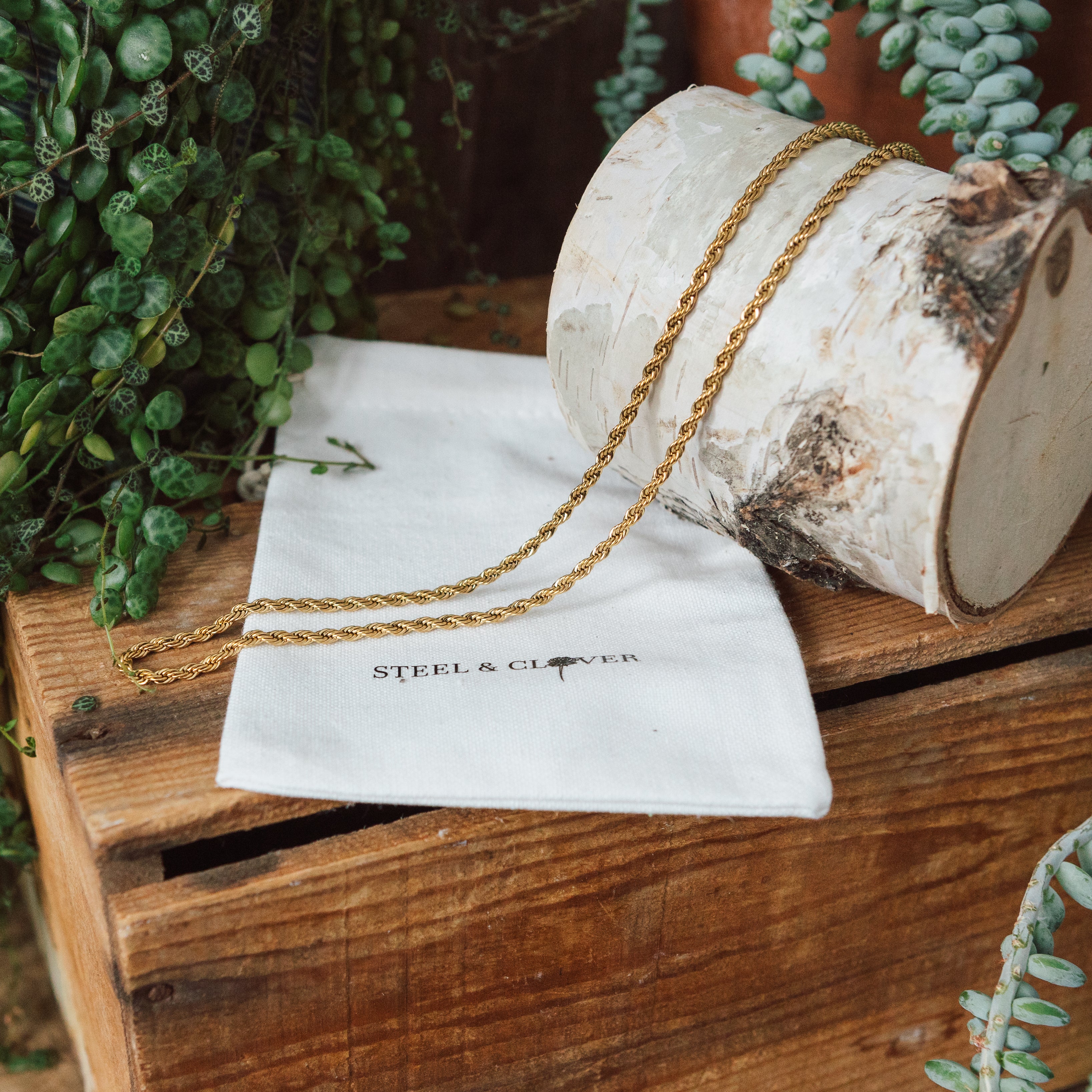 Burnt River 20 inch rope chain necklace with a twisted polished metal design for a bold, timeless everyday style