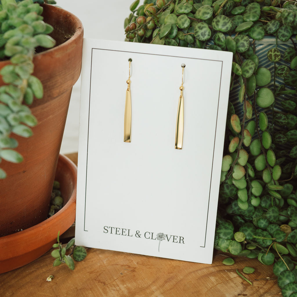 Classic Bar Earrings with a slim, minimal bar-shaped design in a polished finish for modern, everyday elegant wear