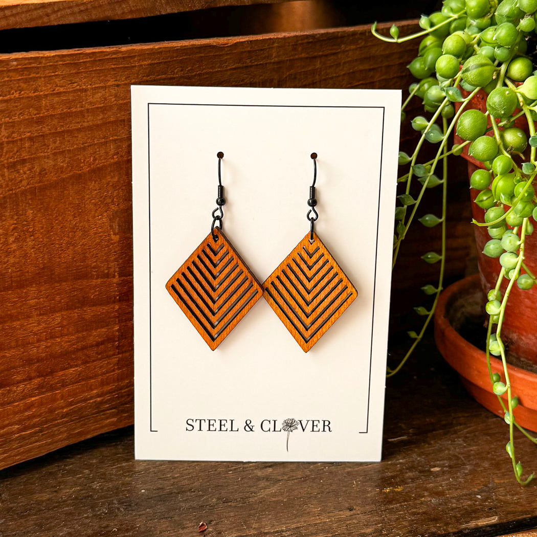Cobi Petite Wooden Earrings made from lightweight natural wood with a small, minimal handcrafted design for everyday wear