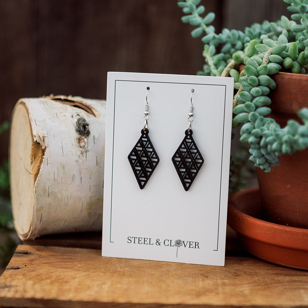 Debolt Petite Wooden Earrings made from lightweight natural wood with a small, delicate handcrafted design for everyday wear