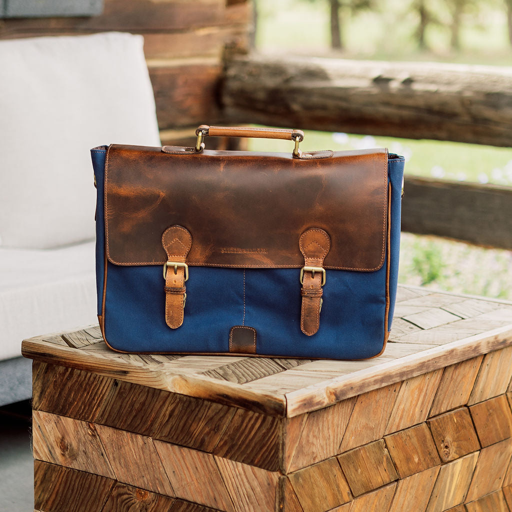 Demmit Canvas & Leather Messenger Bag made from durable canvas and leather with a functional, structured design for work, travel, and everyday use