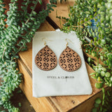 Dimsdale Retro Drop Wooden Earrings made from lightweight natural wood with a vintage-inspired drop design for bold, retro everyday styling
