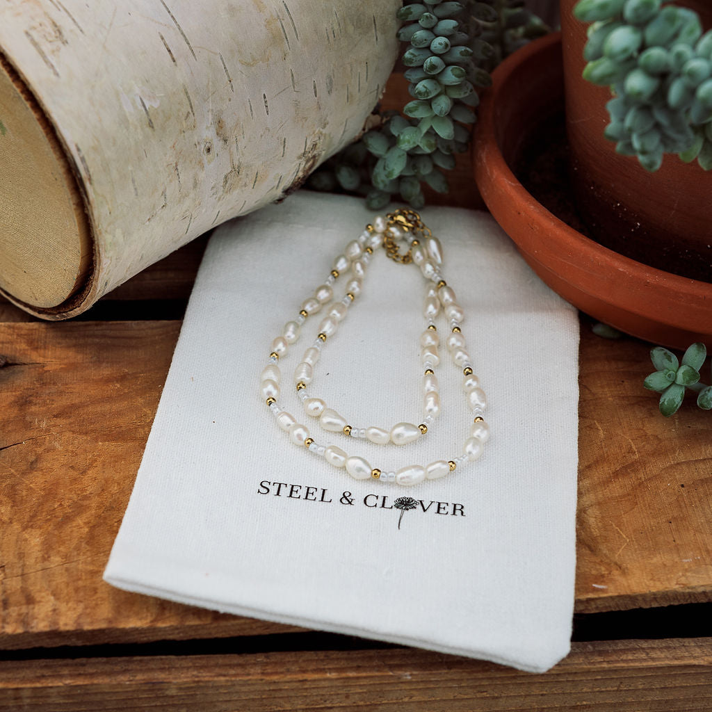 Girouxville Pearl & Bead Necklace featuring pearls and beads in a delicate, elegant layered design for timeless everyday styling