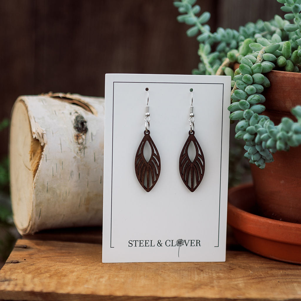 Grovedale Petite Wooden Earrings made from lightweight natural wood with a small, minimal handcrafted design for everyday wear