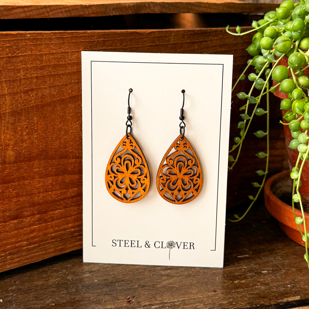 Hayfield Wooden Earrings made from lightweight natural wood with a minimal earthy design for everyday wear and styling