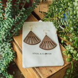 Kinuseo Falls Wooden Earrings made from lightweight natural wood with an earthy, nature-inspired design for everyday wear and styling