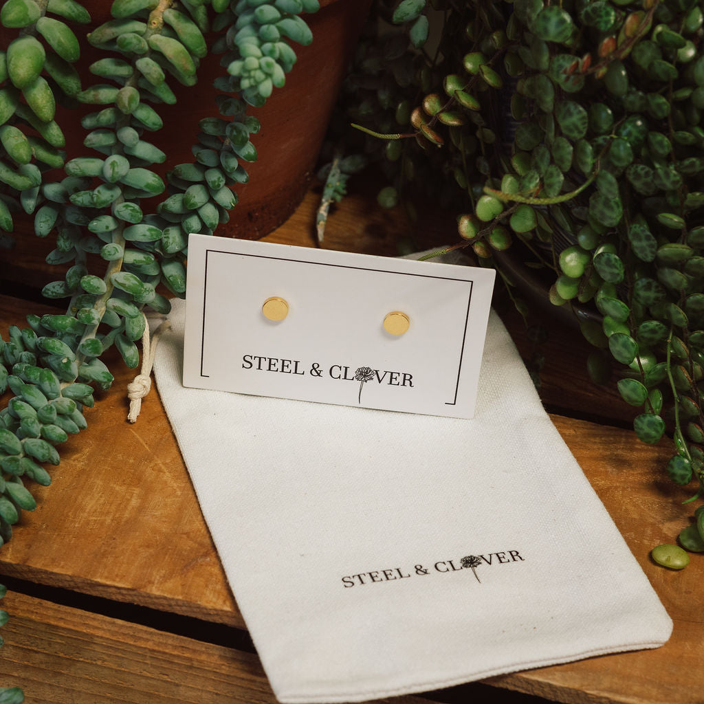 Mini Dot Stud Earrings with a small, minimal dot design for subtle, elegant everyday wear