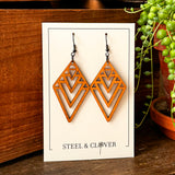 Prospector Wooden Earrings made from lightweight natural wood with a bold, rustic handcrafted design for everyday wear and styling