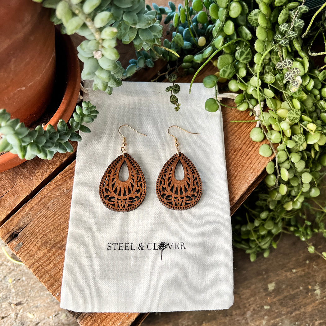 Shaftsbury Wooden Earrings made from lightweight natural wood with a minimal handcrafted design for everyday wear and styling