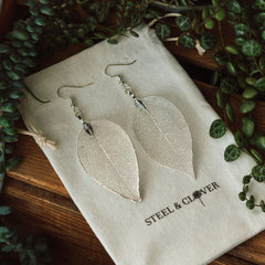 Silver Real Leaf Earrings
