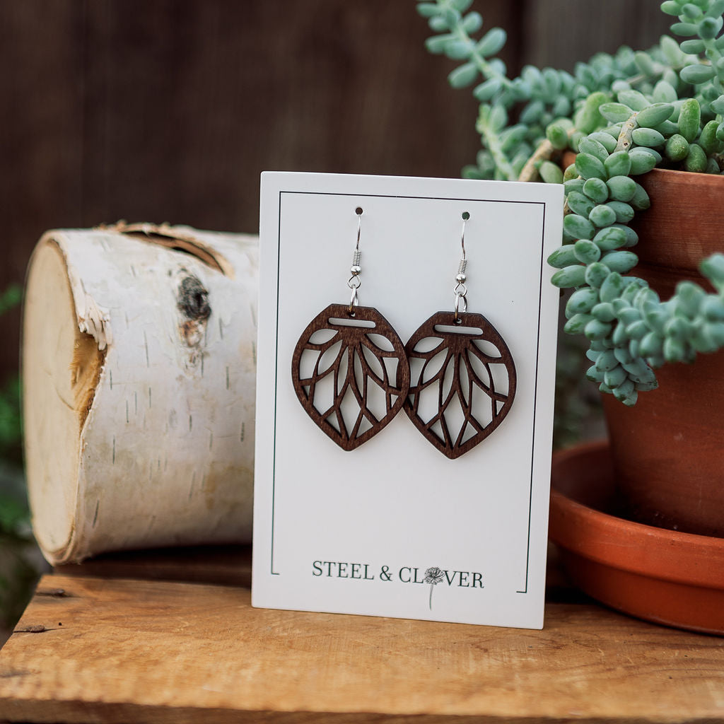 Worsley Wooden Earrings – Petite made from lightweight natural wood with a small, minimal handcrafted design for everyday wear